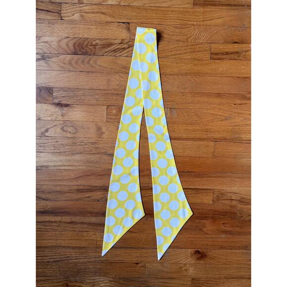 Vintage 60s Silk Tie Scarf | Mod Polka Dot Oblong Neck Tie | Yellow|  66 Inches - Picture 2 of 5